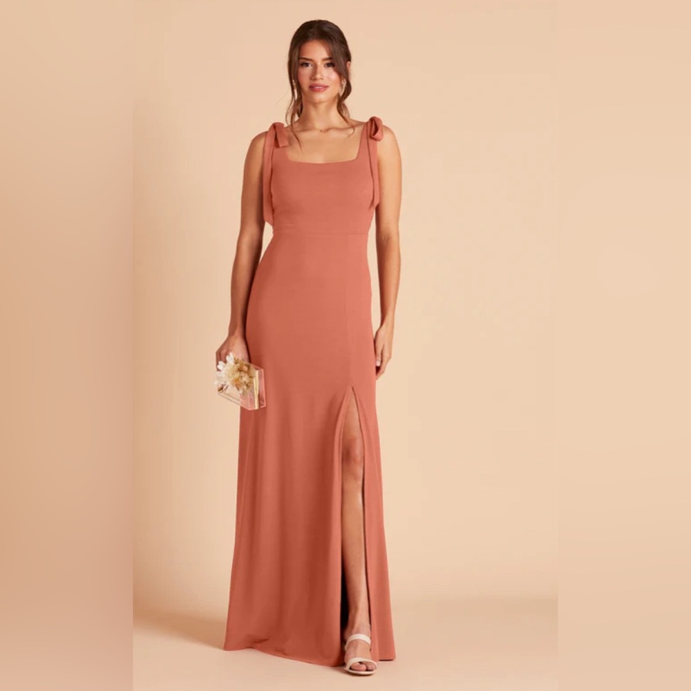 Birds grey terracotta bridesmaid dress